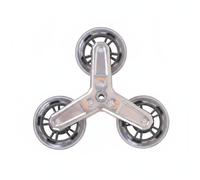perfk Chariot de Courses Pliant Ensemble de Roues Roulette Triangulaire Roue Escalier Châssis Inox et Pneus PU PVC Silencieux Adapté aux Bâtiments à Étages Marchés Centres Commerciaux, Orange