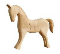 perfk Cheval en bois brut à peindre, sculpture décorative de table, jouet, statuette de cheval non peinte pour cheminée, pendaison de crémaillère, Style B