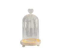 perfk Cloche en Verre Transparent Cloche dôme Cloche Transparente DIY avec Bases en Bois Centres de Table Parti Micro Paysage Titulaire Bureau Vitrine, Haut de Coeur