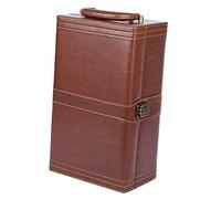 perfk Coffret Cadeau vin en Cuir PU avec Service à vin avec Couvercle et poignée Organisateur de Rangement Étui de Transport de vin pour événements, Double Fente