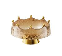 perfk Coupe à fruits sur pied, assiette à fruits moderne, légère et polyvalente, plateau de rangement pour la maison, idéal pour un anniversaire ou un, Brun et or