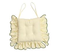 perfk Coussin de Chaise à Volants antidérapant pour Cuisine et Bureau, épais, pour la Maison et la Salle à Manger, carré, élégant Doux, 40 x 40 cm, Beige