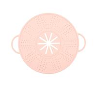 perfk Couvercle anti-déversement en silicone résistant à la chaleur, passoire multi-usages, support à double poignée pour casseroles, Rose