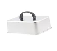 perfk Couvercle de cuisson vapeur en acier inoxydable, poignée ergonomique, couvercle rectangulaire universel et robuste pour steak, grillades, teppanyaki, 26cmx20cmx5.5cm