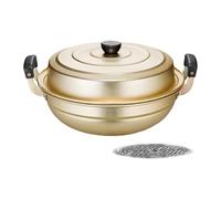 perfk Cuiseur Vapeur en Aluminium, Facile à Nettoyer, Universel, avec Couvercle, ustensile de Cuisine pour la Cuisson à la Vapeur des sauces dans la Salle à, Or 38.5x23cm