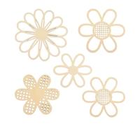 perfk Décoration murale florale en bois (lot de 5), bohème, idéale pour la chambre d'enfant (maison, dortoir).