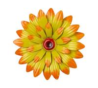 perfk Décoration Murale Florale en métal, Art Floral, Sculpture Suspendue en Fer de 20 cm, Belle décoration ornementale 3D pour Jardin, extérieur et, Jaune