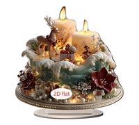 perfk Décorations de Noël 2D en acrylique, collection de décorations artisanales pour centre de table, bibliothèque, bureau, salon, table, 19.7 Cm de Largeur