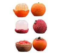 perfk Décorations de tableau de bord de voiture en forme de fruits, accessoires de décoration intérieure, sculpture mignonne, mini ornements de console, 6 Pièces