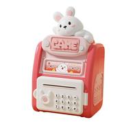 perfk Distributeur automatique de billets électronique, boîte d'épargne, tirelire électronique à enroulement automatique pour les enfants de 3 à 8 ans, Lapin