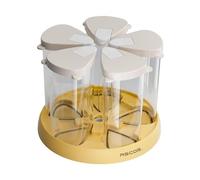 perfk Distributeur de céréales réutilisable rotatif à 360° pour le riz, les haricots, les cacahuètes et autres en-cas. Usage domestique, Base Jaune