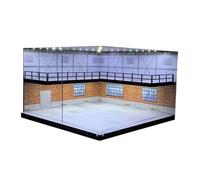 perfk Double couche 1:64 Parking arrière-plan conteneur véhicule scène jouet LED vitrine pour modèles de voitures figurines d'action disposition, Briques rouges