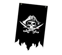 perfk Drapeau pirate d'Halloween, décoration d'intérieur, 0,98 pi x 1,6 pi, rétro, panneau suspendu, bannière squelette, pour cadeau, fête, Style D