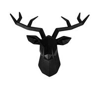 perfk en résine Sculpture Statue animale Figurines Tenture murale Stag Artwork Simulation Artisanat Statuette pour chambre à, noir