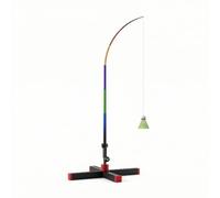 perfk Entraîneur de Badminton Extérieur Ensemble Kit Appareil Dispositif Outil Mât Élastique Ajustable avec Connecteur Base à Eau à Fentes pour Stabilité, Noir