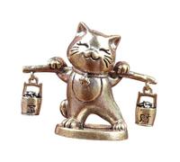 perfk Figurine de Chat Porte-, Miniature de Collection Feng Shui, Petite Sculpture créative, décoration pour bibliothèque, Bureau, Cadeau de fête