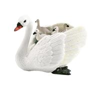 perfk Figurine de cygne, statue d'oie, objet décoratif, sculpture animale pour salon, bibliothèque, bureau ou couloir, Blanc