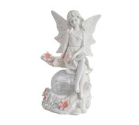 perfk Figurines d'anges en résine, Sculptures fées Lumineuses à énergie Solaire pour la décoration, Blanc