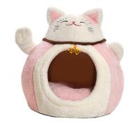 perfk Fournitures pour Animaux de Compagnie Lucky Cat avec Clochette, Cadeaux Chaleureux, Accessoire Pratique, Fond antidérapant, Multi-usages pour abri, Pink L