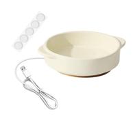 perfk Gamelle chauffante pour Animaux, Ronde, Stable et Portable en céramique avec Patins antidérapants pour Une Utilisation intérieure et extérieure par, Blanc, Hauteur : 4.5 cm