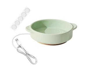 perfk Gamelle chauffante pour Animaux, Ronde, Stable et Portable en céramique avec Patins antidérapants pour Une Utilisation intérieure et extérieure par, Vert, Hauteur : 4.5 cm