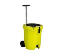 perfk Glacière Roulante de Camping avec Couvercle Matelassé et Siège Confortable Glacière à Roues pour Boissons et Aliments, 7.5 Gallons / 28.5 litres, 45 48 52.6cm, Modèle avec Poignée Télescopique