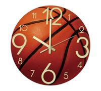 perfk Horloge Murale à Suspendre en Forme de Basket-Ball, silencieuse, Ronde, Lumineuse, décorative, pour Chambre de garçon, Cuisine, décoration