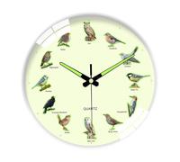 perfk Horloge Murale à thème Oiseau, Accessoires phosphorescents, décoration Murale pour Salle de Bain, Ferme, Bureau, Salon, café, Bar, Blanc