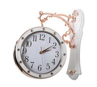 perfk Horloge Murale Double Face, silencieuse, Facile à Lire, idéale pour Une Pendaison de crémaillère, Une Gare, Un Patio ou Un Jardin, Blanc