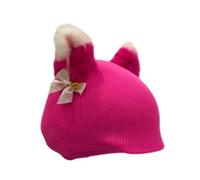 perfk Housse de casque de ski amusante en tricot, bonnet de protection, accessoire décoratif original pour casque de ski, couvre-chef d'hiver pour, Oreille Rouge Rose