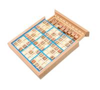 perfk Jeu de société Sudoku en bois, puzzle Montessori, jouet d'échecs léger, jouet d'apprentissage, jeu de bureau pour enfants et adultes, bleu
