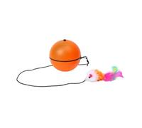 perfk Jouet interactif pour Chat avec Mouvement de Balle, Jouet pour Chat avec Souris en Peluche, Balle pour Chat, Jouet d'accise Automatique pour Animaux, Orange