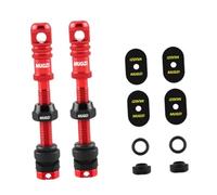 perfk Kit de 2 valves Presta tubeless en Alliage d'aluminium, Installation Facile, avec Capuchons de Valve de 65 mm, Compatible avec la Plupart des, Rouge