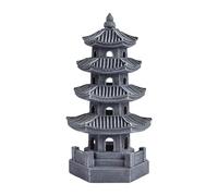 perfk Lanterne solaire, statue de jardin, tour en pierre, sculpture, artisanat chinois polyvalent, figurine en résine pour jardin, terrasse ou cour, Gris Foncé