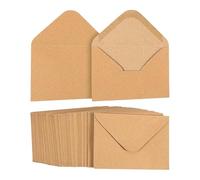 perfk Lot de 100 mini enveloppes vierges pour cartes de visite, rétro, marron, pour invitations, remerciements, photos, 10cmx7cm