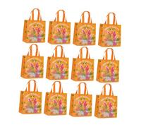 perfk Lot de 12 sachets à friandises décorés de lapins, parfaits pour les fêtes, Pâques et les activités familiales, Orange