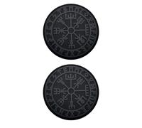 perfk Lot de 2 écussons boussole en PVC polyvalent avec fermeture auto-agrippante pour jeans, gilets et vestes, Noir et Gris