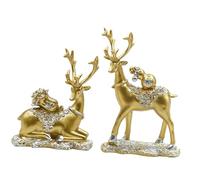 perfk Lot de 2 sculptures de rennes en résine, figurines artisanales pour la chambre, la Saint-Valentin ou le salon. Décoration créative pour la chambre ou