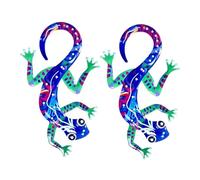 perfk Lot de 2 sculptures murales en métal représentant un gecko, décoration murale réaliste à suspendre, pour la maison, le jardin, cadeau, Pieds Verts