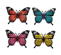 perfk Lot de 4 papillons muraux en fer à suspendre, décorations de collection pour la maison, sculptures, ornements pour cadeau, clôture de cour d'hôtel, Style A