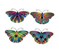 perfk Lot de 4 papillons muraux en fer à suspendre, décorations de collection pour la maison, sculptures, ornements pour cadeau, clôture de cour d'hôtel, Style B