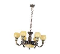 perfk Lustre de maison de poupée à l'échelle 1:12, jouet d'accessoires de décoration d'accessoires de poupée, modèle de lampe suspendue à la maison, bronze