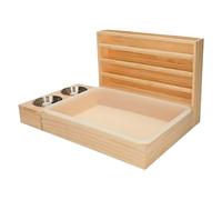 perfk Mangeoire à Foin Lapin, Casserole à Foin pour Lapins en Bois avec Gamelle, Mangeoire pour Petit Animaux, Râtelier à Foin Lapin, Support de Foin de Lapin pour Chinchilla Hamster Nain