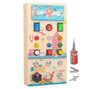 perfk Montessori Busy Board avec jouet sensoriel lumineux Montessori Toy Jouets sensoriels Planche à vis éducative pour tout-petits 1-3 enfants