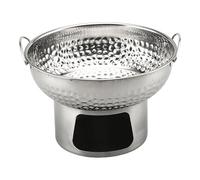 perfk multifonction en acier inoxydable de 18 cm, portable pour les fêtes, avec poignées en anneau, texture martelée, Argenté