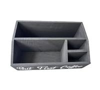 perfk Organisateur de café pour comptoir, porte-dosettes de café, porte-sachets de thé rustique en bois, boîte de rangement, Gris