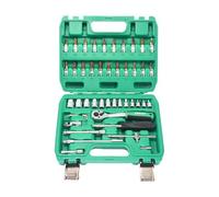 perfk Outils mécaniques et jeu de douilles, outil manuel de réparation, mallette de rangement pour réparation automobile robuste, jeu de clés à douille, 46 pièces