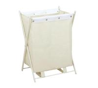 perfk Panier à linge pliable en métal, en tissu Oxford, grande capacité, simple et pliable, pour le linge sale, White Pu L