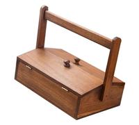 perfk Panier de Pique-Nique en Bois avec poignée et Couvercle, Panier-Cadeau Polyvalent pour Barbecue, réunions de Famille, Jardin, randonnée