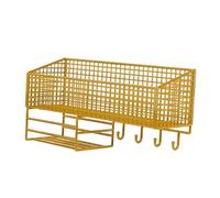 perfk Panier mural en fil métallique pour rangement de cuisine, garde-manger, panier à fruits et légumes suspendu, Gold L with Hook
